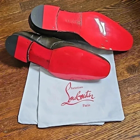 Christian Louboutin Burnished Gray Leather Brogue Size 13 shoe trees & dust bags - Picture 2 of 10